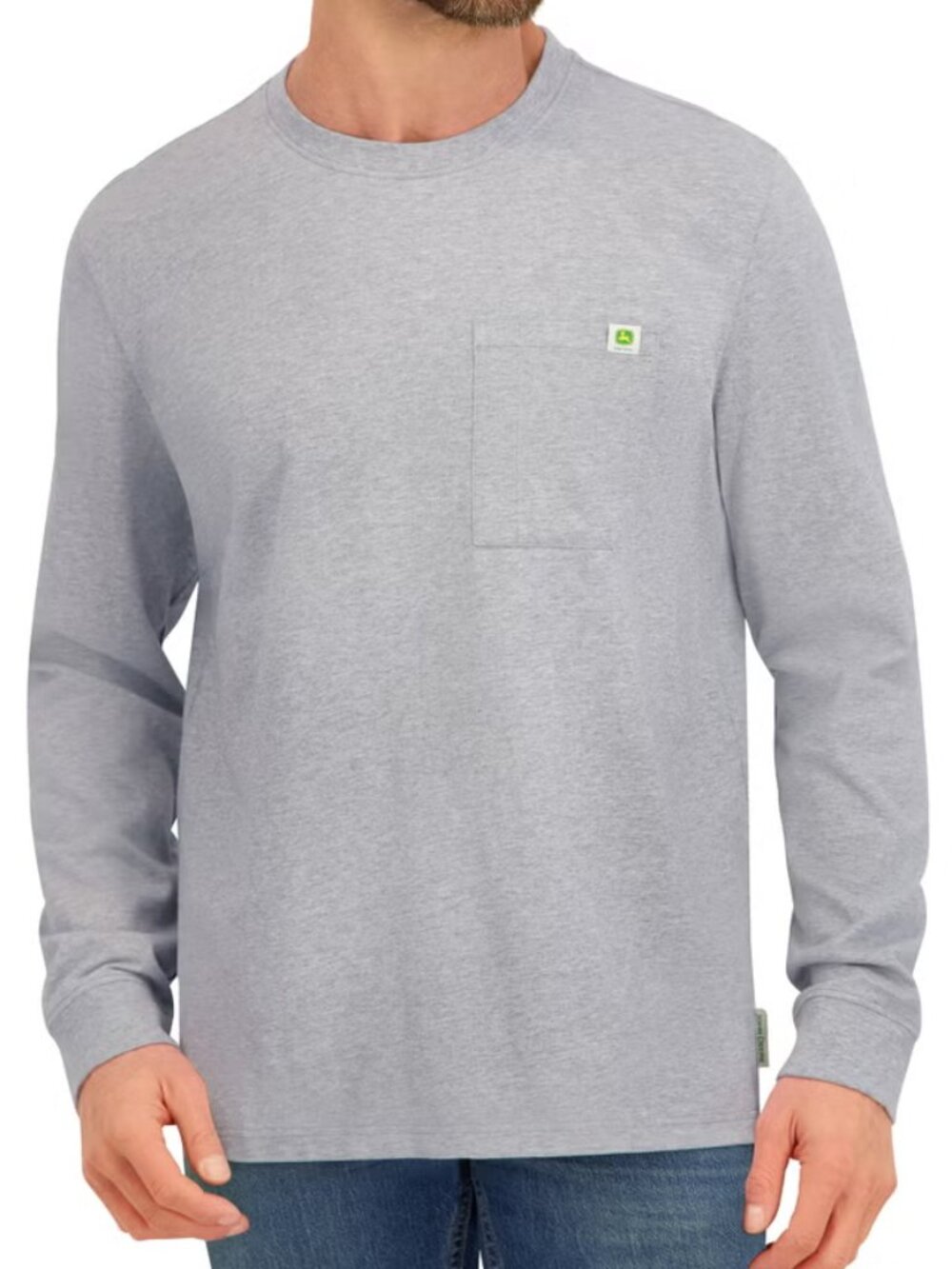 John Deere Men's Long Sleeve Tee, Grey, L